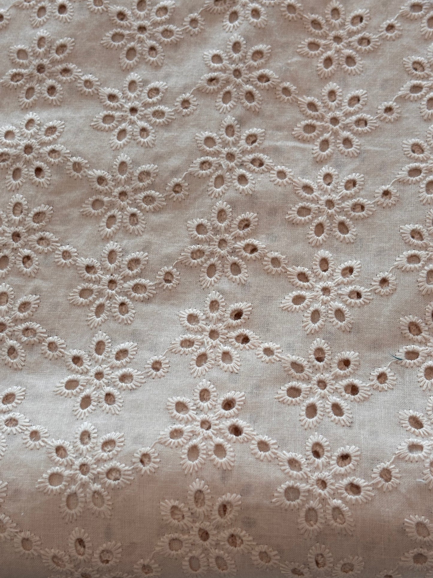 Cream Cotton Eyelet Fabric - Destash Sale