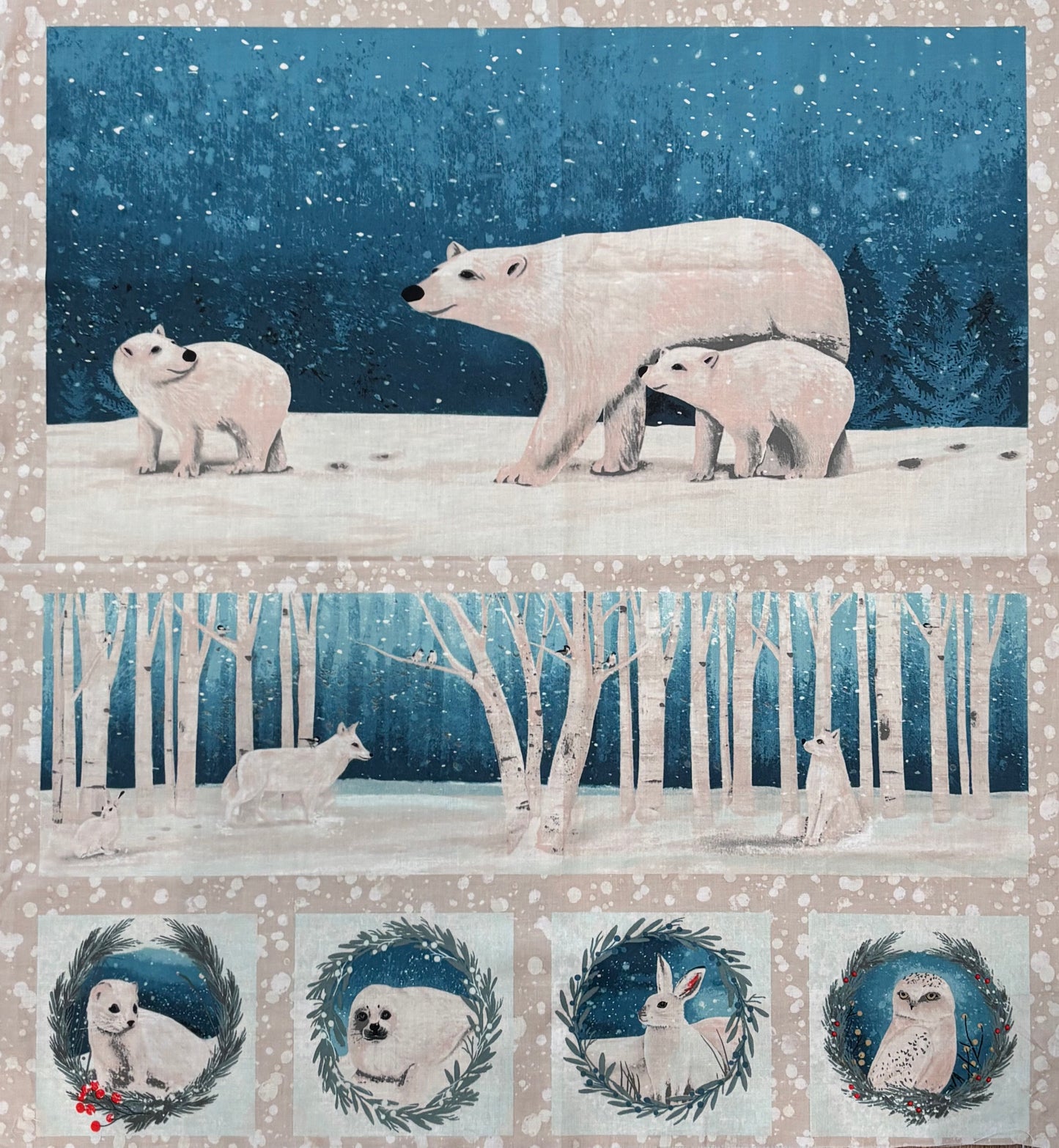Winter Wonderland Wildlife Quilt Panel - Destash Sale