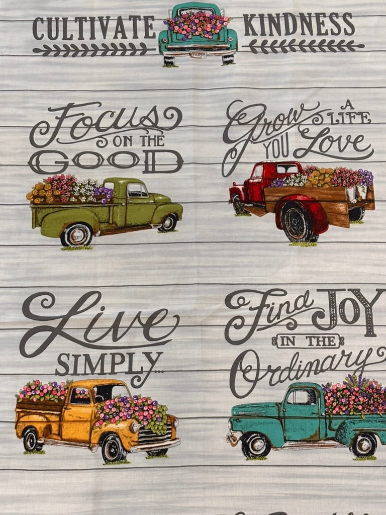 Cultivate Kindess Vintage Truck Quilt Panel - Destash Sale