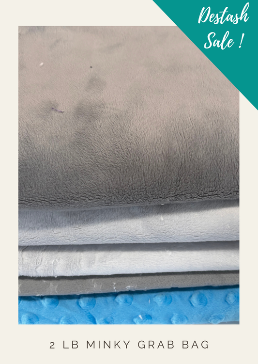 2 Pound Minky Scrap Bag - Gray/Turquoise - Destash Sale