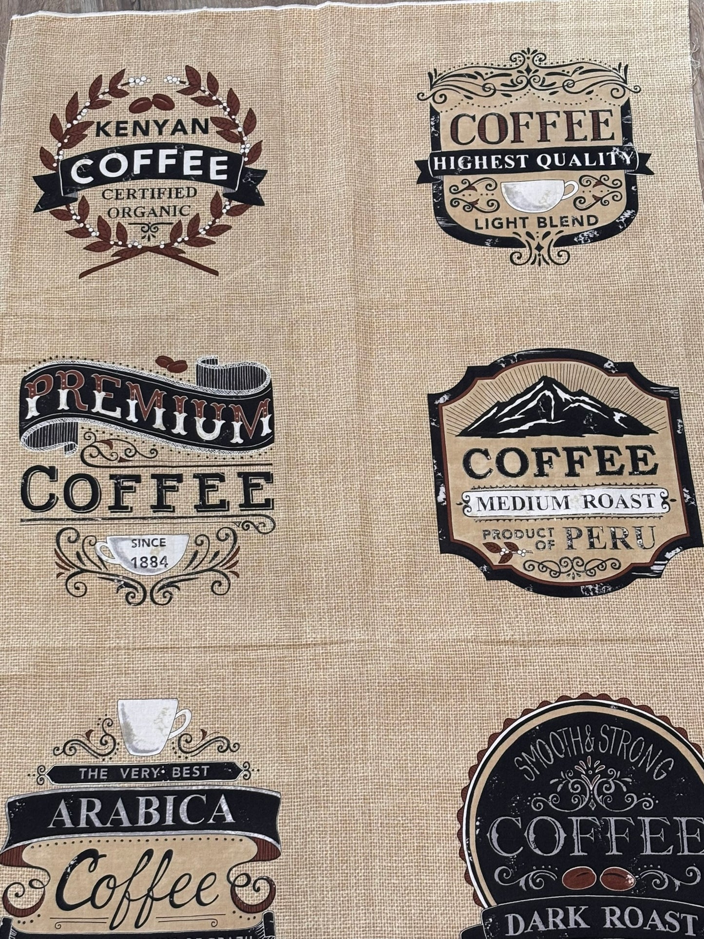 Brew Coffee Quilt Panel - Tan - Destash Sale!