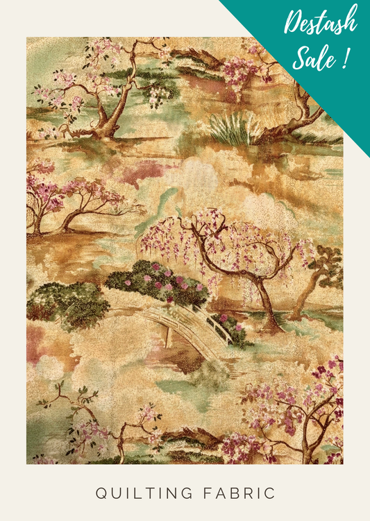 Asian Garden Print Fabric - Destash Sale