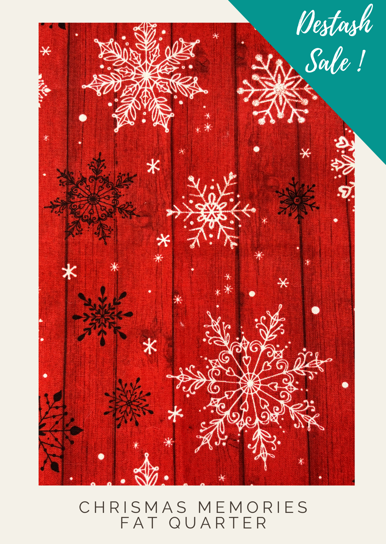Christmas Memories Red Snowflakes Fat Quarter - Destash Sale