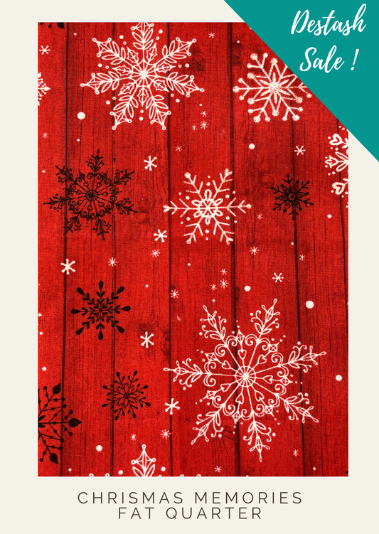Christmas Memories Red Snowflakes Fat Quarter - Destash Sale