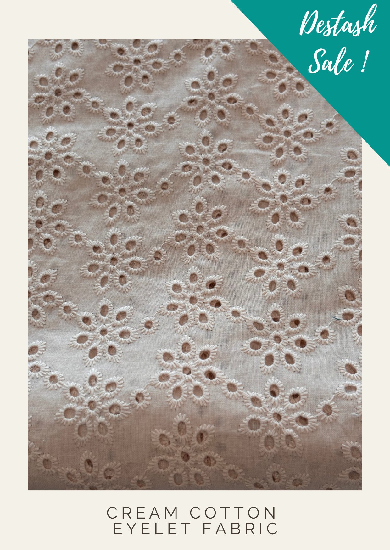 Cream Cotton Eyelet Fabric - Destash Sale