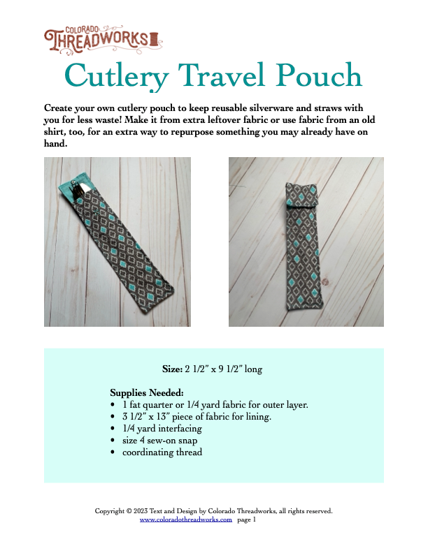 Cutlery Travel Pouch Sewing Pattern