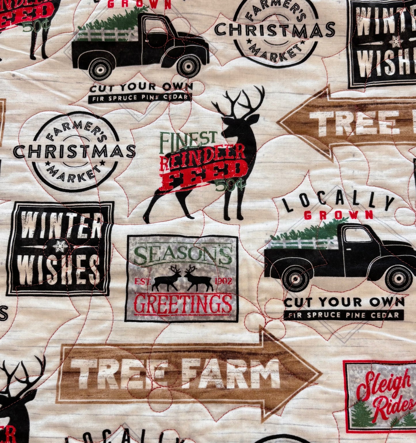 Christmas Double Sided Quilted Fabric - Destash Sale