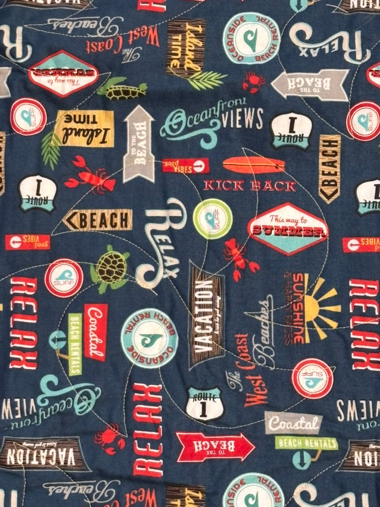 Beach Vacation Themed Double Sided Quilted Fabric - Destash Sale