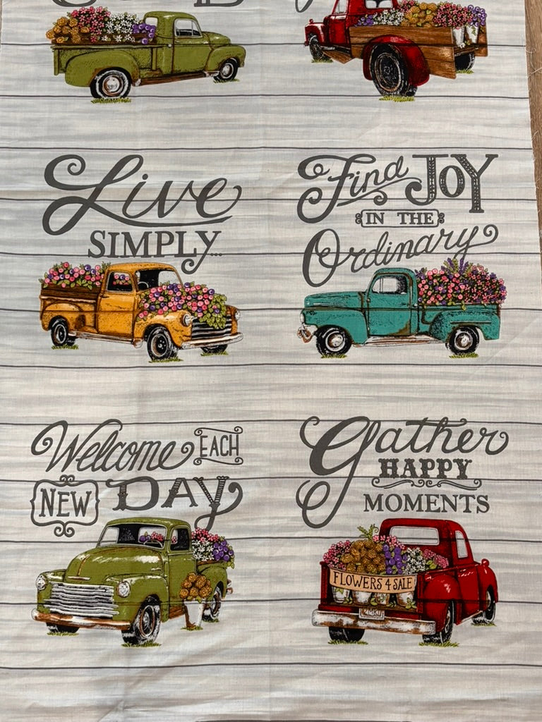 Cultivate Kindess Vintage Truck Quilt Panel - Destash Sale