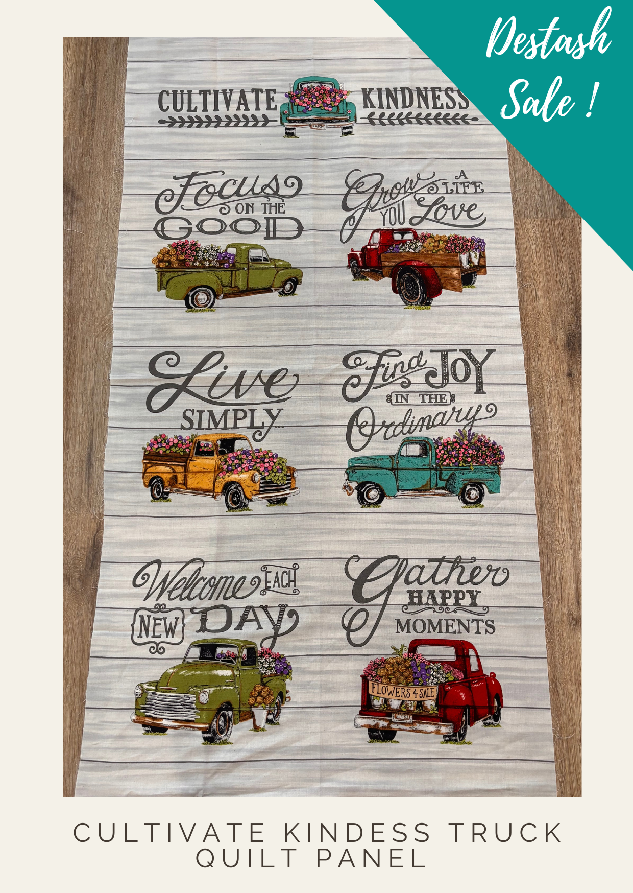 Cultivate Kindess Vintage Truck Quilt Panel - Destash Sale