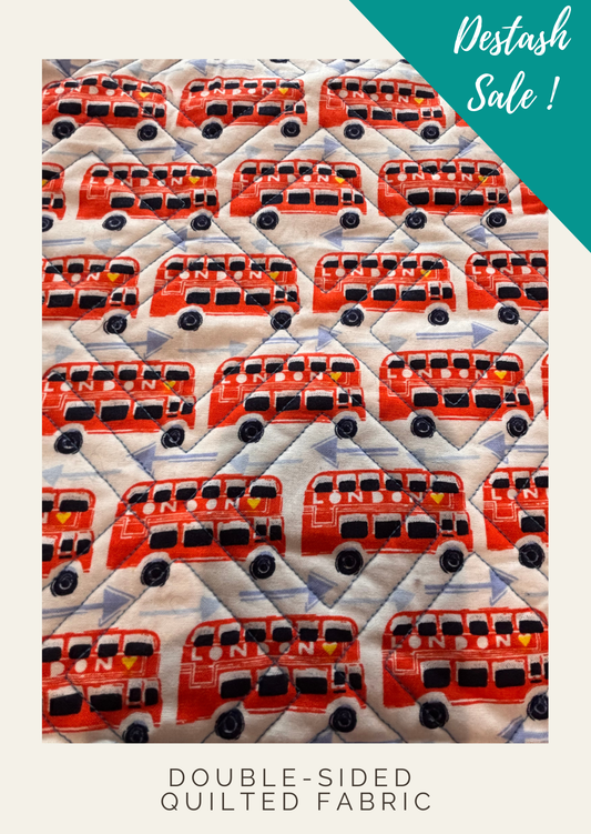 London Bus Double-Sided Quilted Fabric - Destash Sale