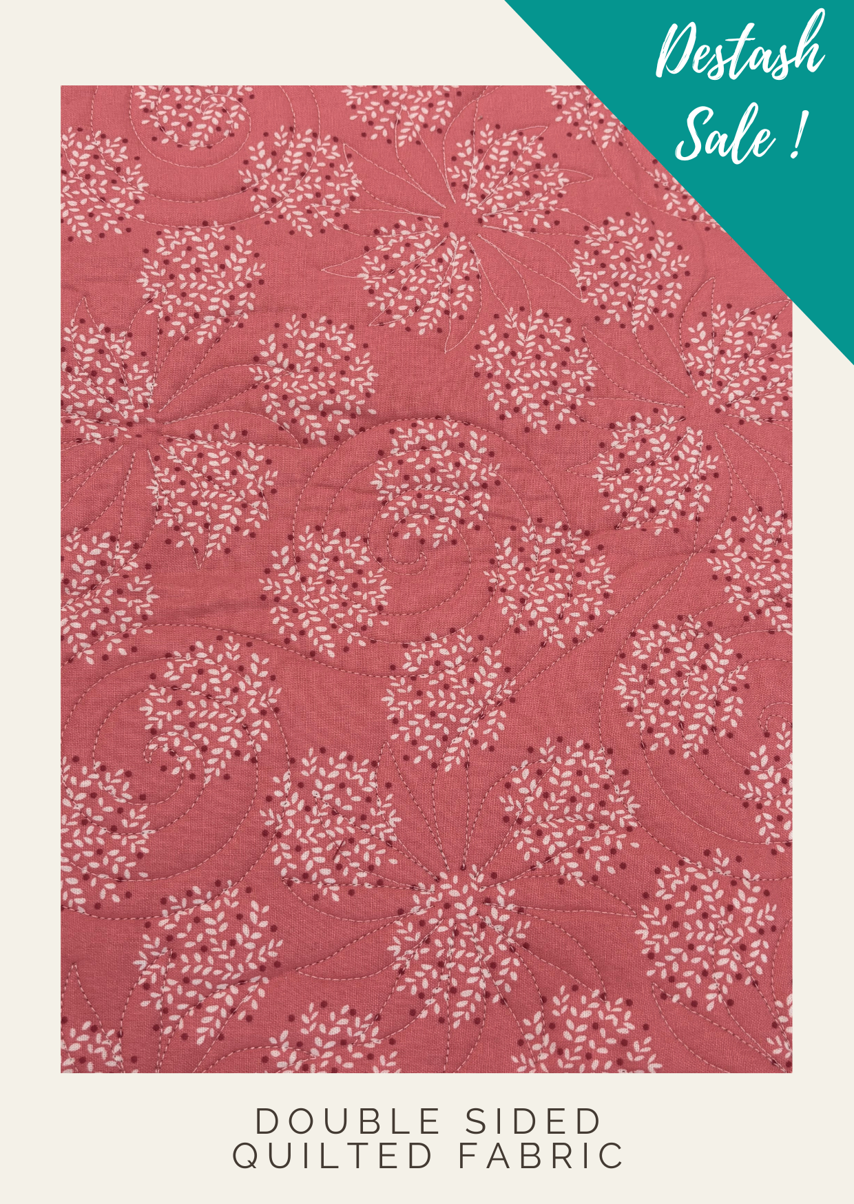 Pink Floral Double Sided Quilted Fabric - Destash Sale