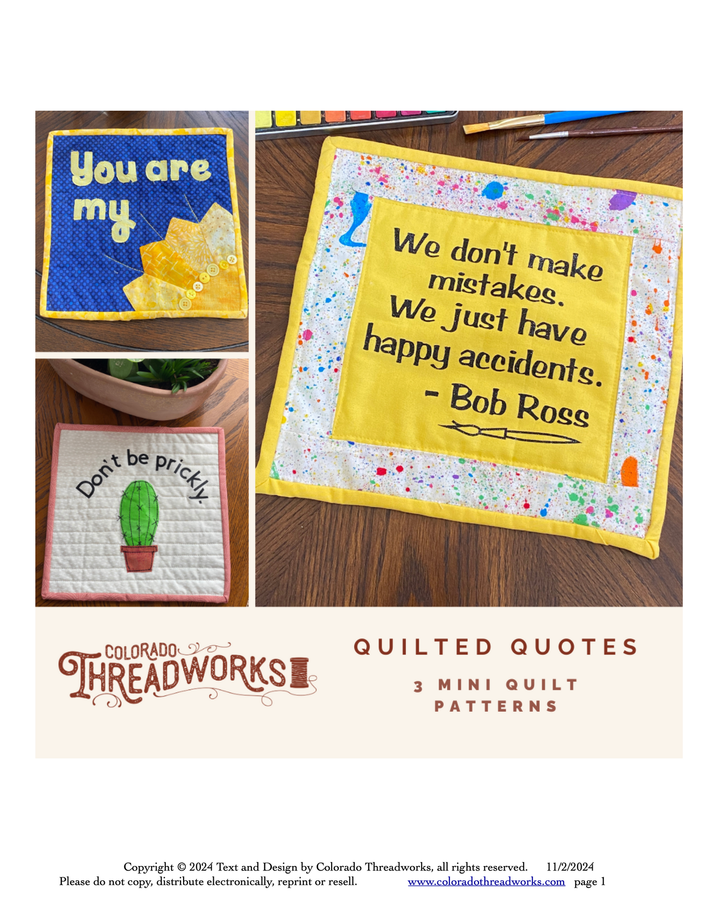 3 Quotable Quilts – Mini Quilt Patterns with Words, Quotes & Lettering