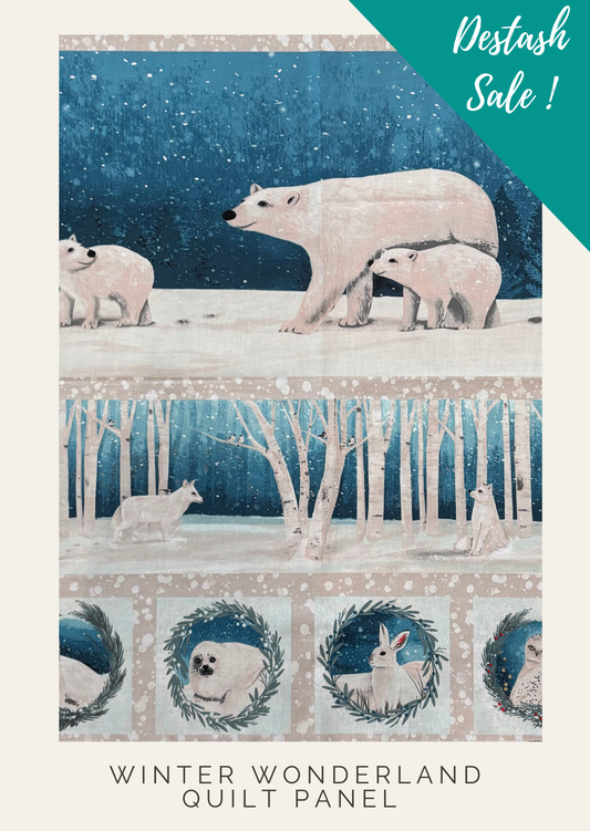 Winter Wonderland Wildlife Quilt Panel - Destash Sale